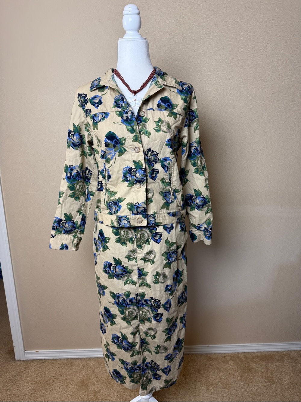Sag Harbor Vintage Skirt and Jacket Floral Set